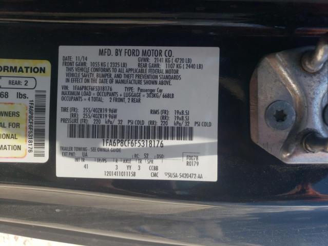 2015 Ford Mustang Gt VIN: 1FA6P8CF6F5318176 Lot: 58926034