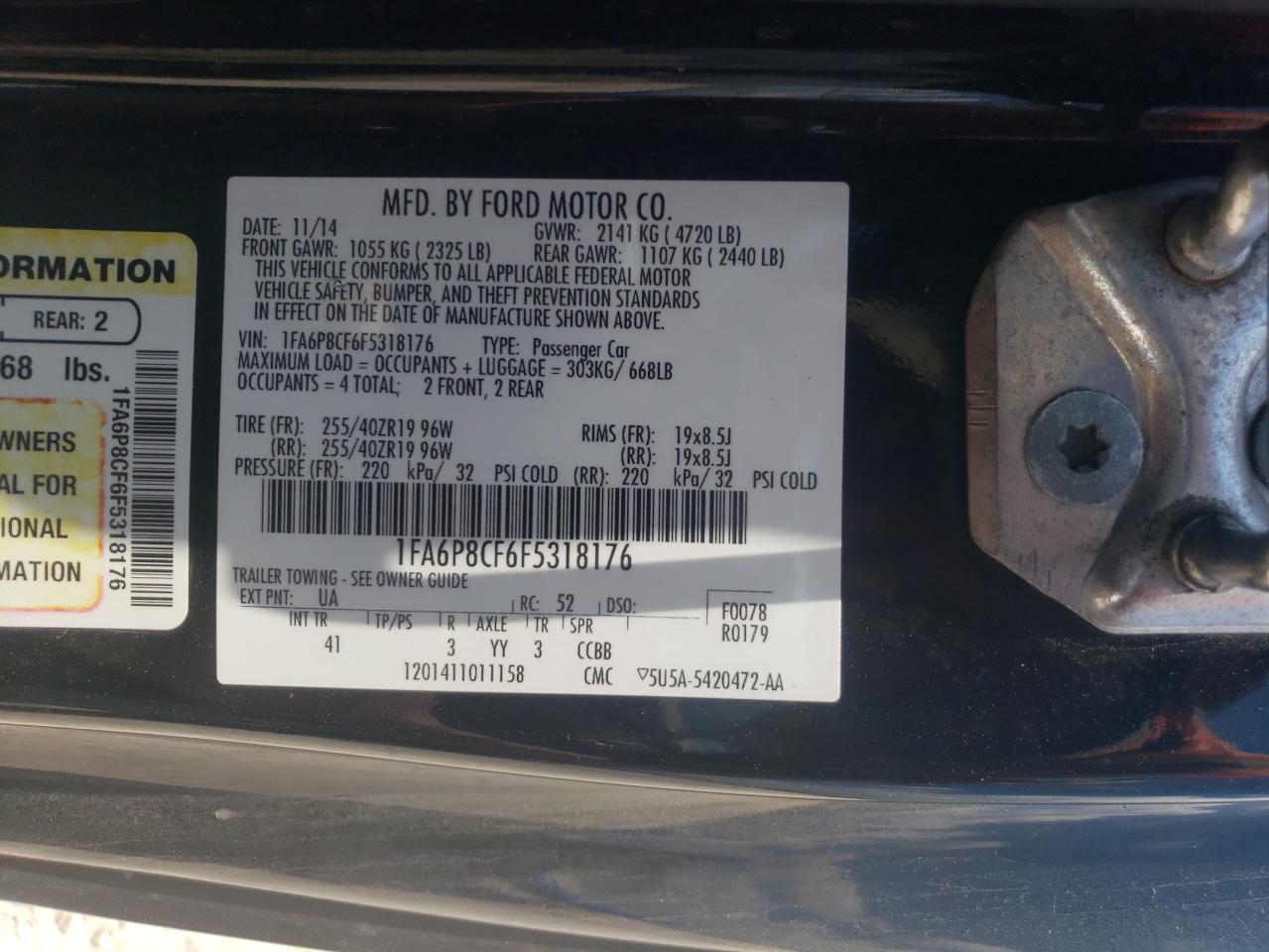 1FA6P8CF6F5318176 2015 Ford Mustang Gt