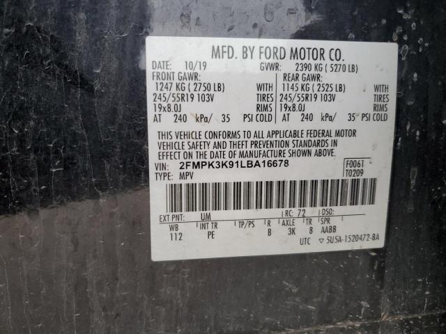 2020 Ford Edge Titanium VIN: 2FMPK3K91LBA16678 Lot: 56918064