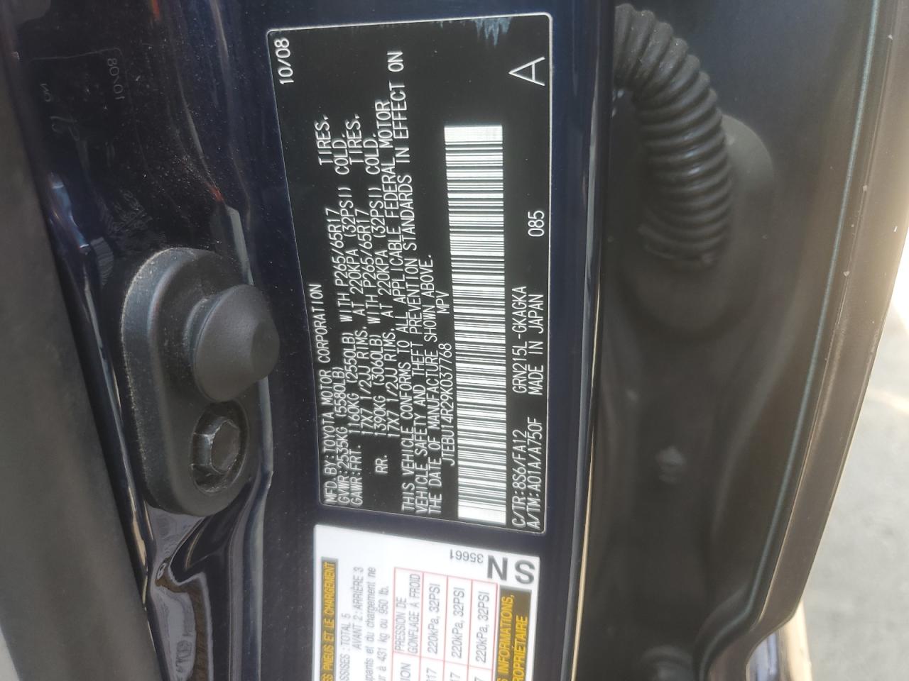 JTEBU14R29K037768 2009 Toyota 4Runner Sr5