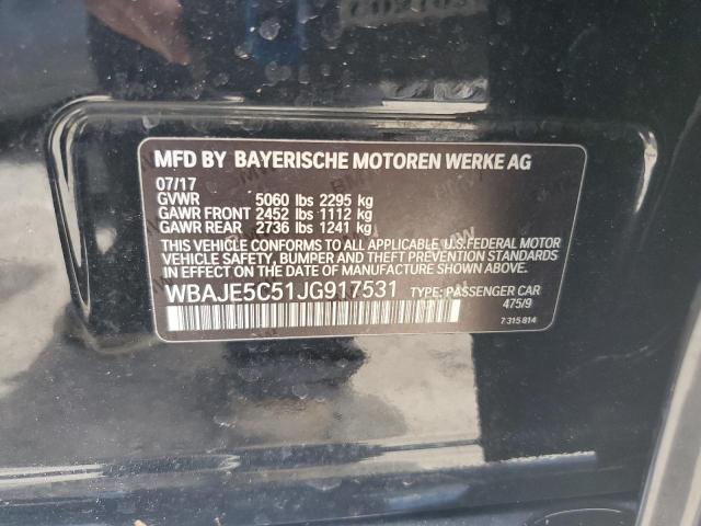 2018 BMW 540 I VIN: WBAJE5C51JG917531 Lot: 59824354