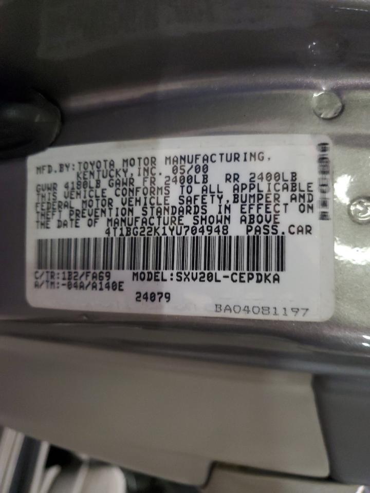 4T1BG22K1YU704948 2000 Toyota Camry Ce