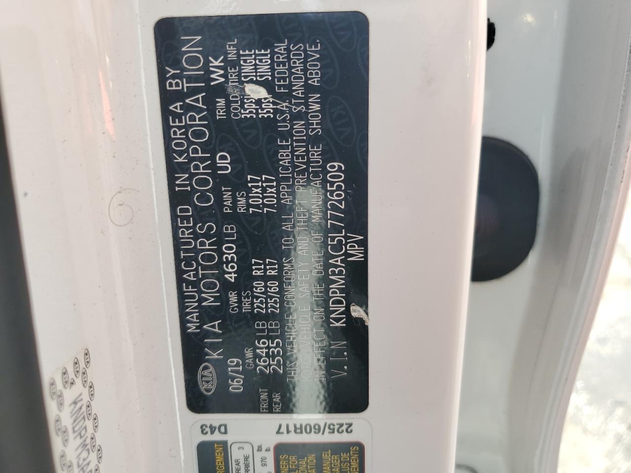 KNDPN3AC1L7840250 2020 Kia Sportage Lx