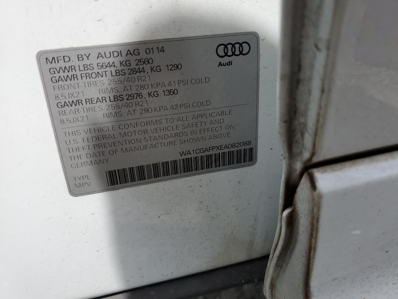 WA1CGAFPXEA082088 2014 Audi Sq5 Premium Plus