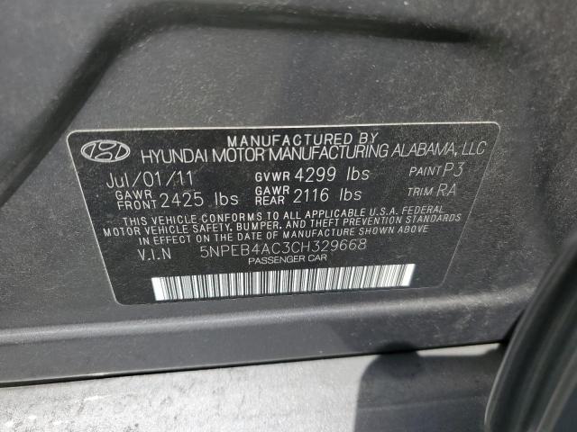 2012 Hyundai Sonata Gls VIN: 5NPEB4AC3CH329668 Lot: 59359334