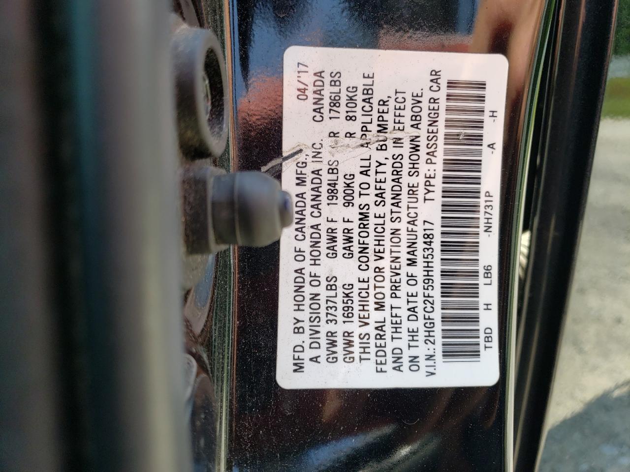 2HGFC2F59HH534817 2017 Honda Civic Lx 2HGFC2F59HH534817 2017 Honda Civic Lx