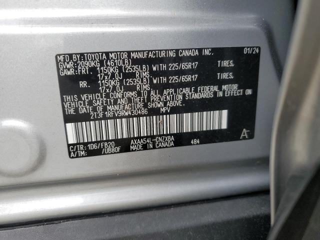 2024 Toyota Rav4 Le VIN: 2T3F1RFV9RW430486 Lot: 57293894