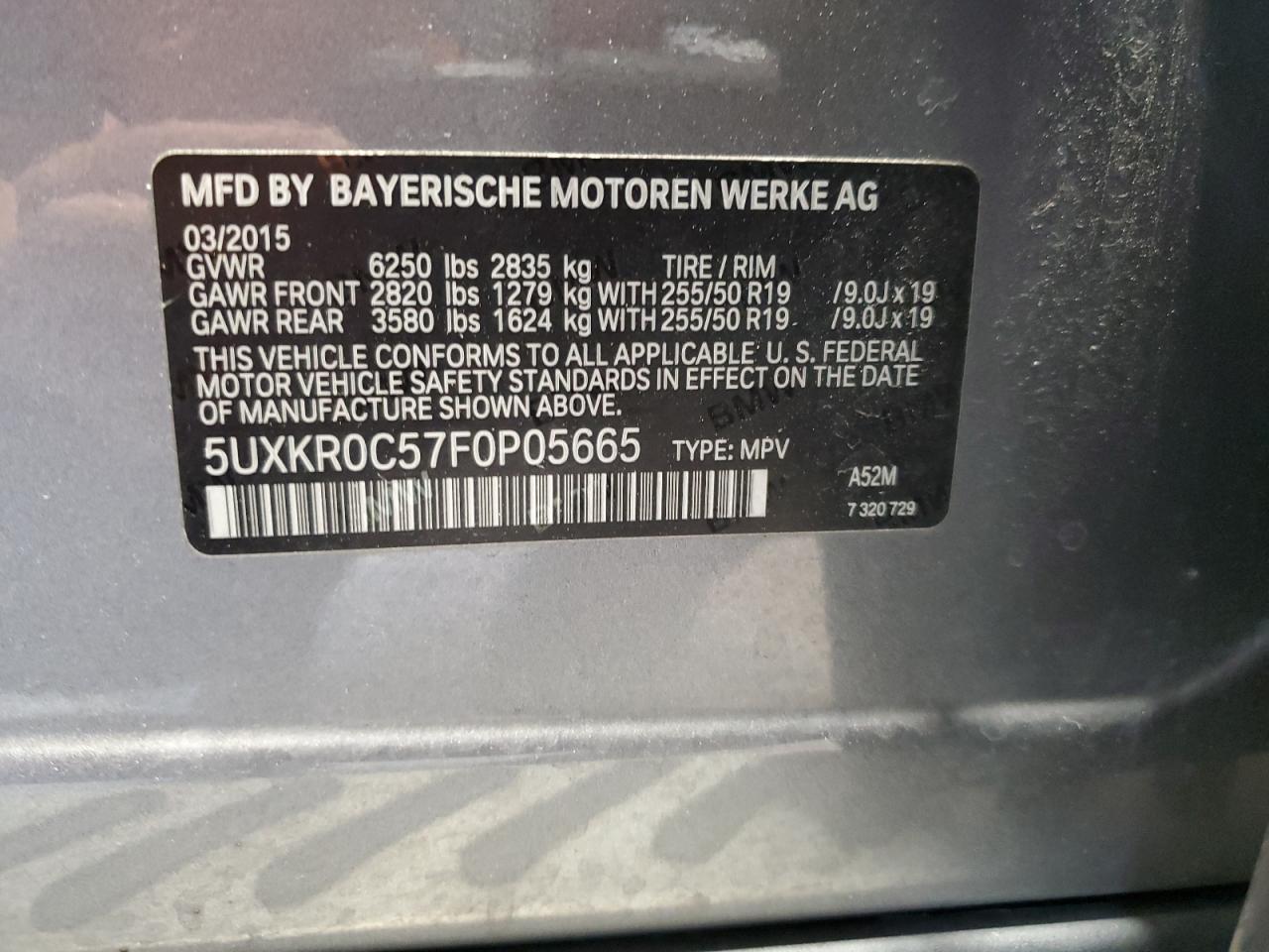 5UXKR0C57F0P05665 2015 BMW X5 xDrive35I