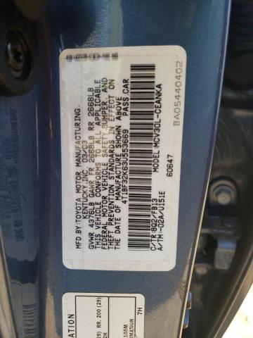 2003 Toyota Camry Le VIN: 4T1BF32K63U553669 Lot: 59711274