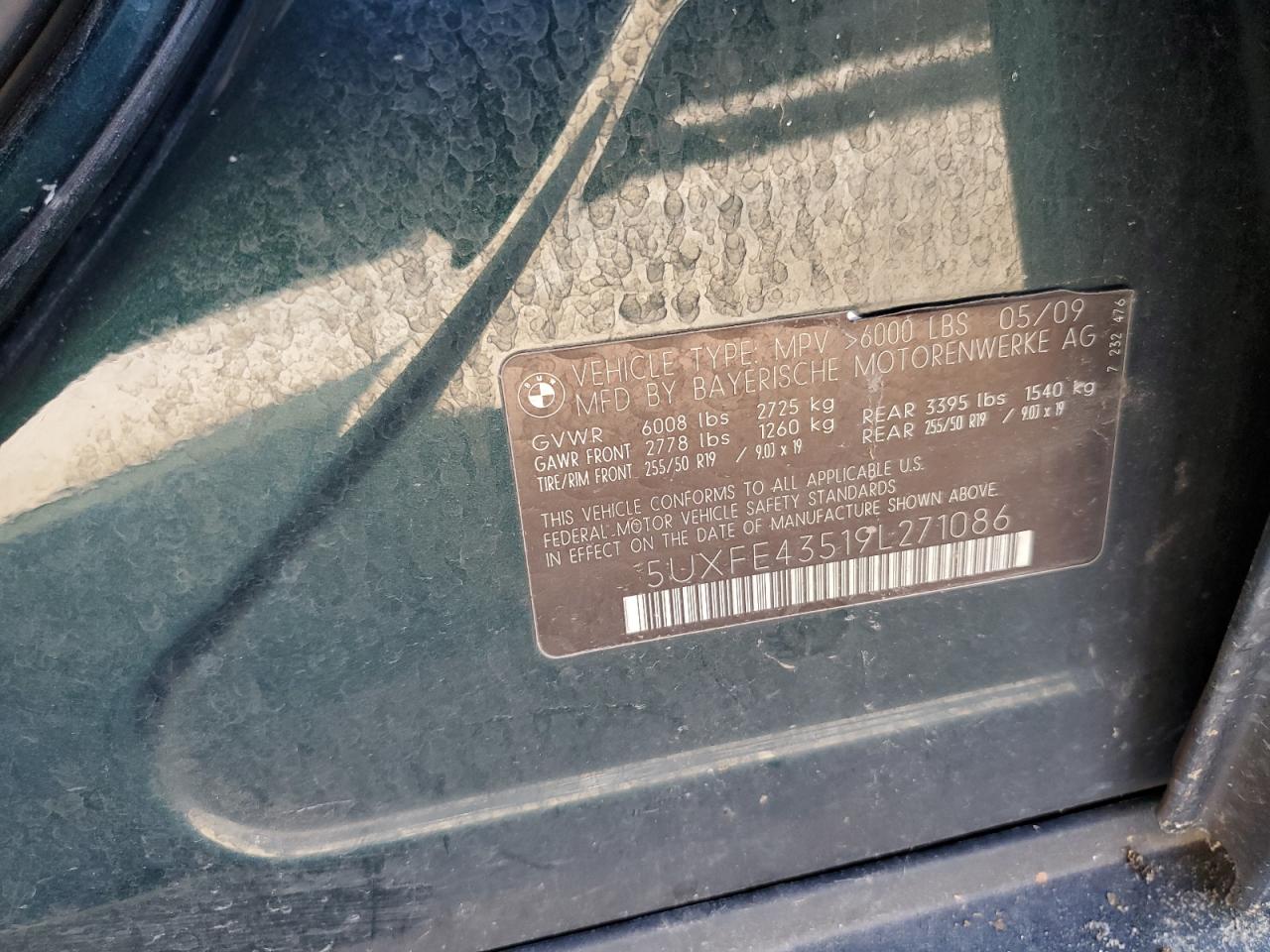 5UXFE43519L271086 2009 BMW X5 xDrive30I