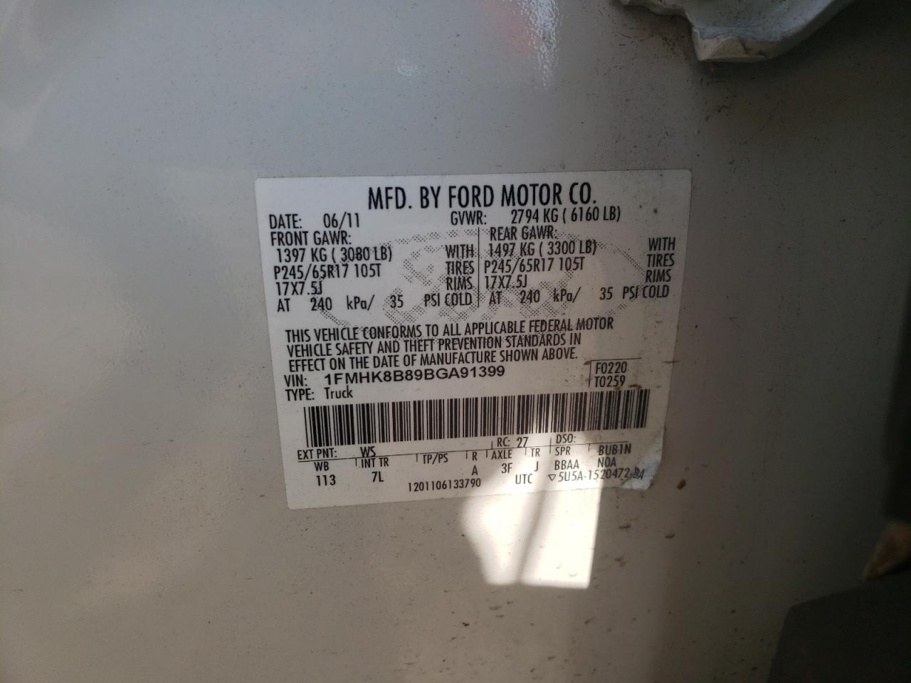 1FMHK8B89BGA91399 2011 Ford Explorer