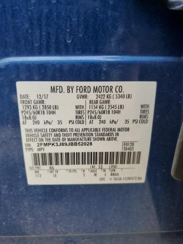 2018 Ford Edge Sel VIN: 2FMPK3J89JBB52028 Lot: 58768924