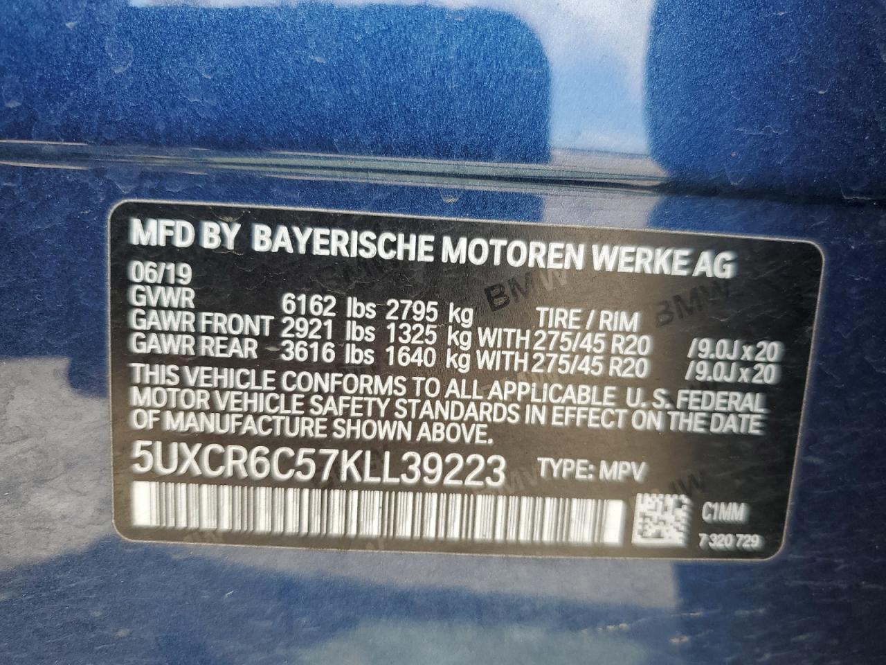 5UXCR6C57KLL39223 2019 BMW X5 xDrive40I