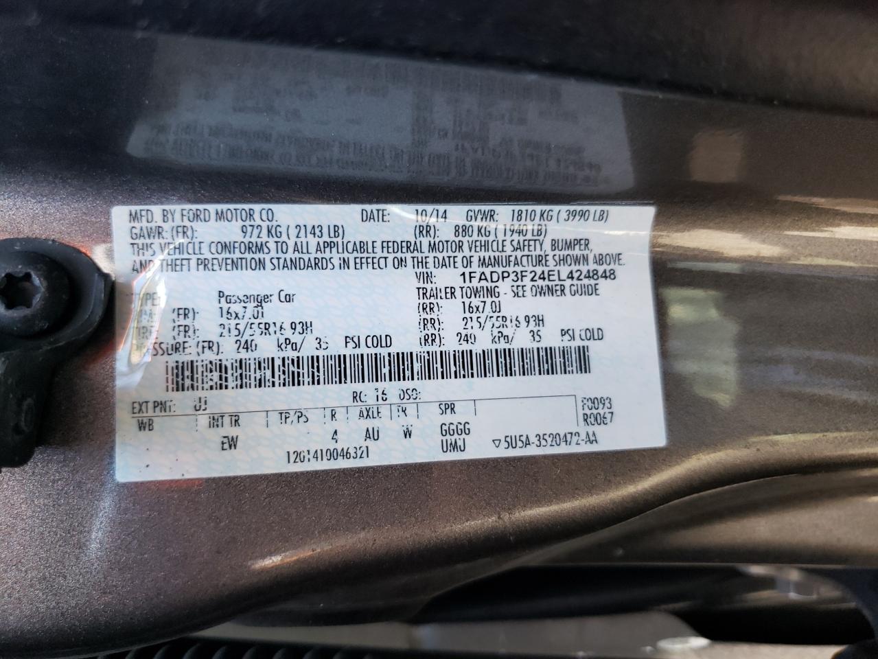 1FADP3F24EL424848 2014 Ford Focus Se