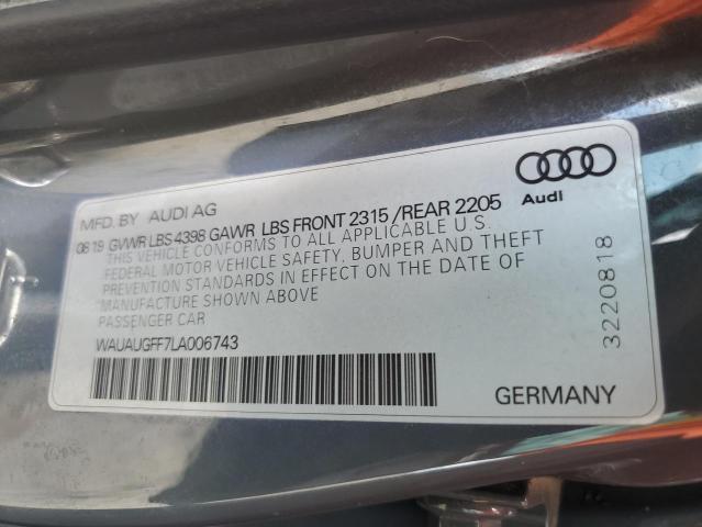 2020 Audi A3 Premium VIN: WAUAUGFF7LA006743 Lot: 58484954