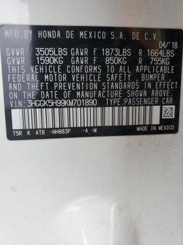 2019 HONDA FIT EXL - 3HGGK5H99KM701890