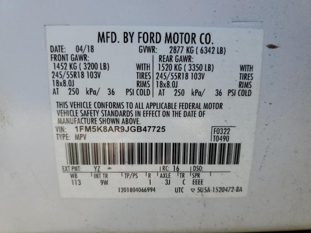 2018 Ford Explorer Police Interceptor VIN: 1FM5K8AR9JGB47725 Lot: 59315184