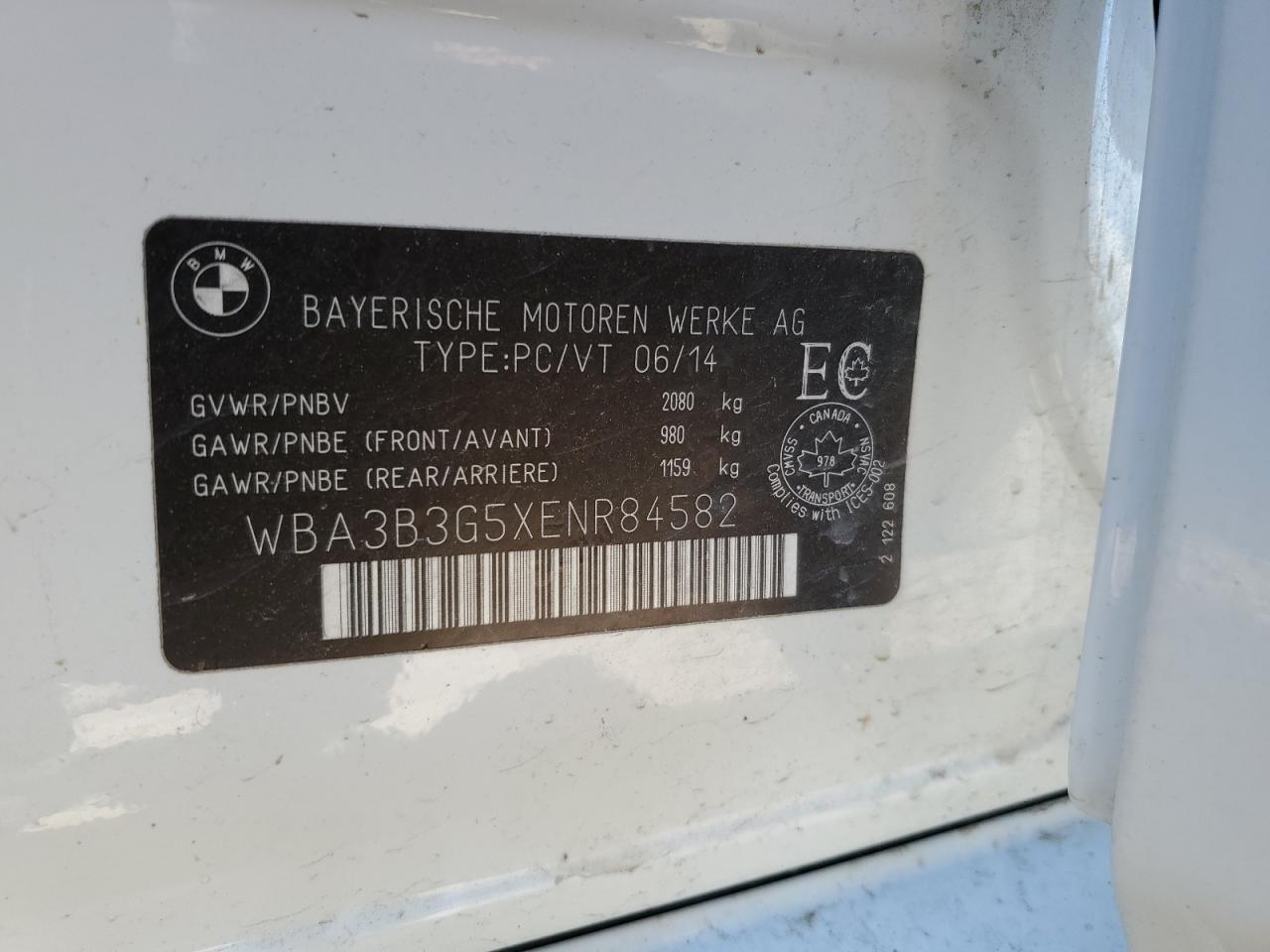 WBA3B3G5XENR84582 2014 BMW 328 Xi