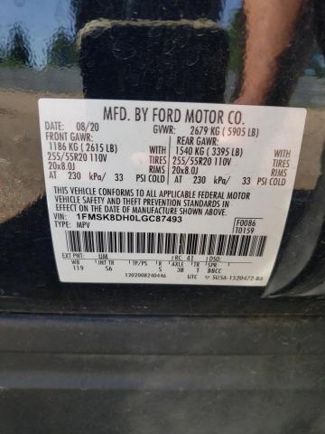 2020 Ford Explorer Xlt VIN: 1FMSK8DH0LGC87493 Lot: 57667794