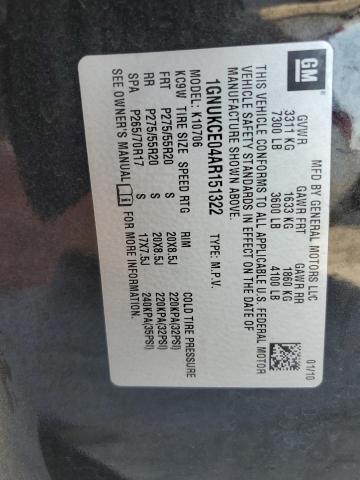 2010 Chevrolet Tahoe K1500 Ltz VIN: 1GNUKCE04AR151322 Lot: 58146194