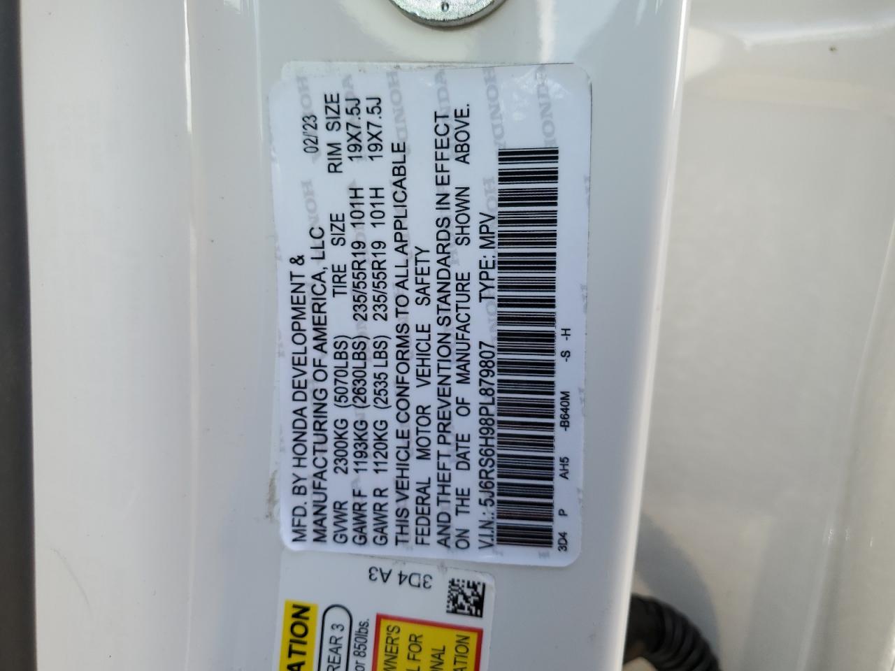 5J6RS6H98PL879807 2024 Honda Cr-V Sport Touring 5J6RS6H98PL879807 2024 Honda Cr-V Sport Touring