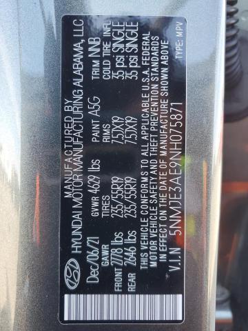 2022 Hyundai Tucson Limited VIN: 5NMJE3AE9NH075871 Lot: 59334164