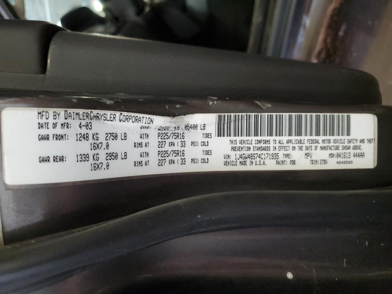 1J4GW48S74C171935 2004 Jeep Grand Cherokee Laredo