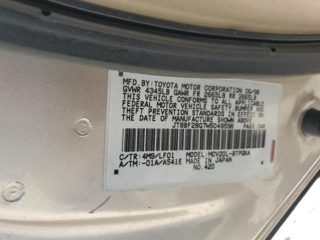 1998 Lexus Es 300 VIN: JT8BF28G7W5049596 Lot: 58478684