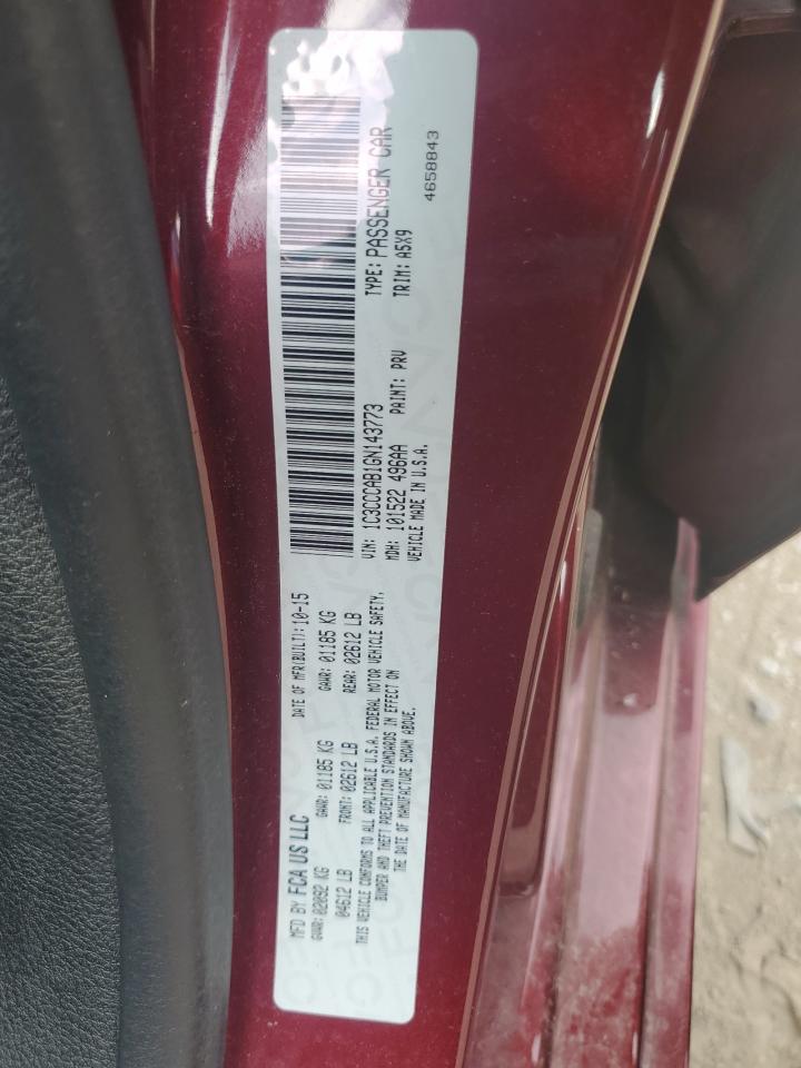 1C3CCCAB1GN143773 2016 Chrysler 200 Limited