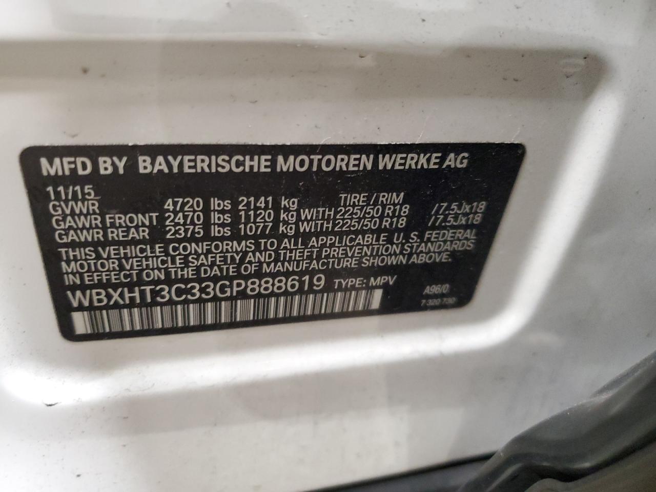 WBXHT3C33GP888619 2016 BMW X1 xDrive28I