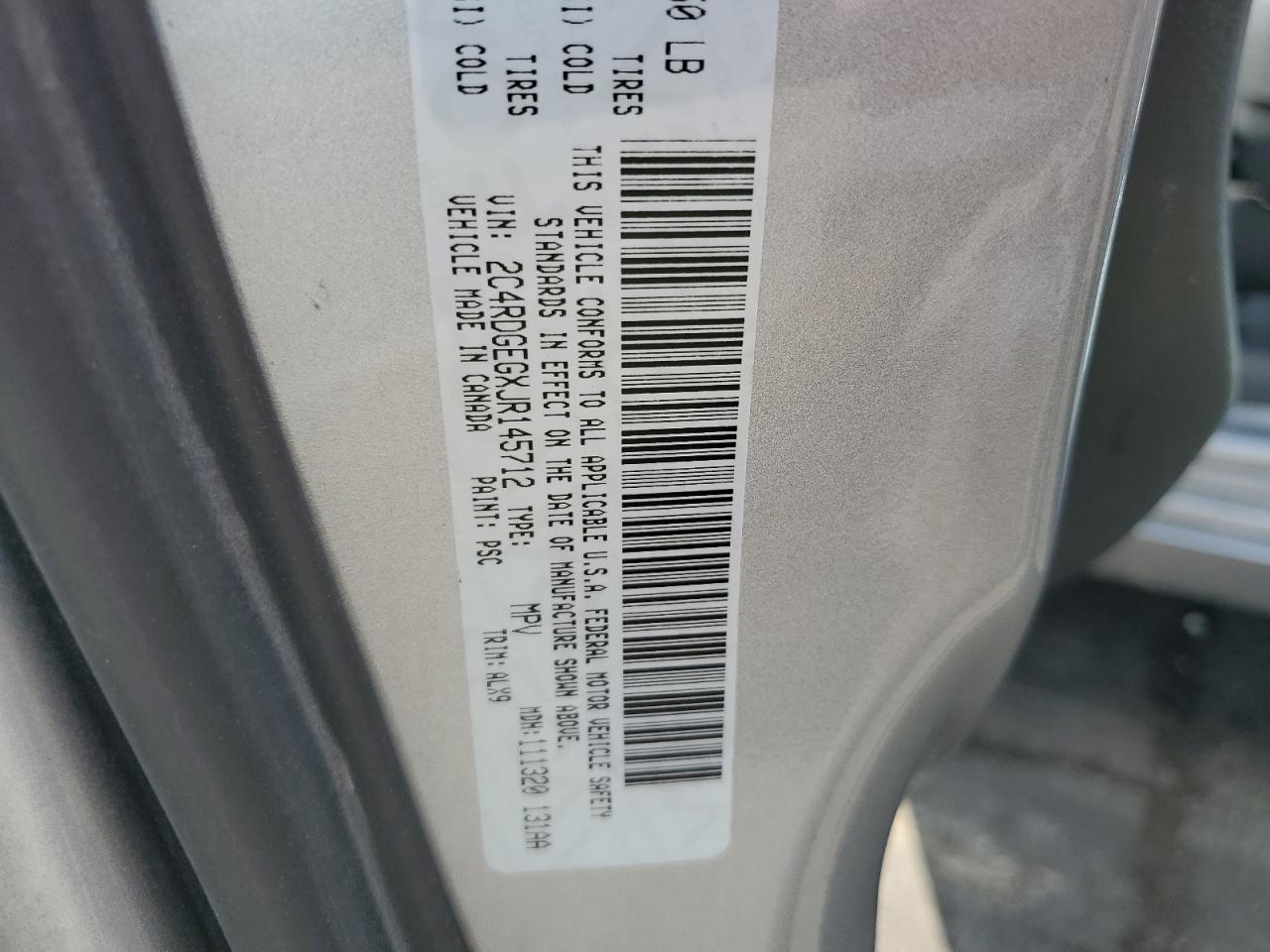 2C4RDGEGXJR145712 2018 Dodge Grand Caravan Gt