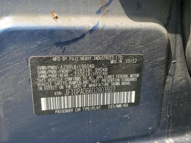 2013 Subaru Impreza Premium VIN: JF1GPAD66D2803927 Lot: 57037794