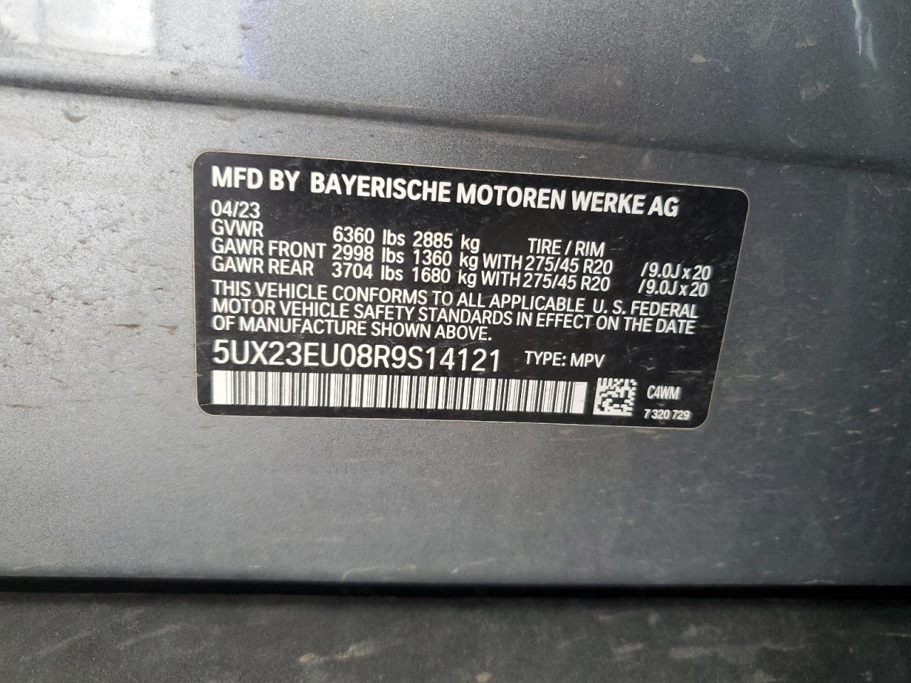 5UX23EU08R9S14121 2024 BMW X5 xDrive40I