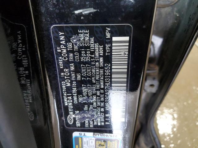 2017 Hyundai Tucson Limited VIN: KM8J3CA27HU319652 Lot: 58020754