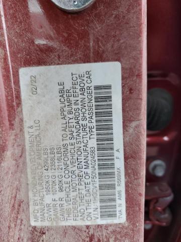 2022 Honda Accord Exl VIN: 1HGCV1F50NA024583 Lot: 59411784