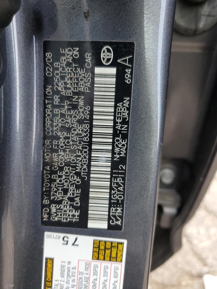 JTDKB20U183381496 2008 Toyota Prius