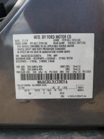 2020 Ford Ecosport Se VIN: MAJ6S3GL3LC338216 Lot: 59903074