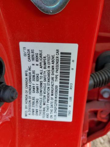 2019 Honda Civic Sport VIN: 2HGFC2F81KH536269 Lot: 59138454