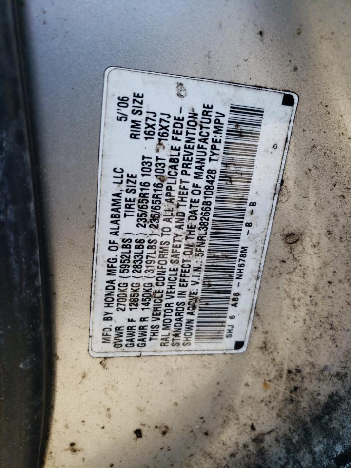 5FNRL38266B108428 2006 Honda Odyssey Lx