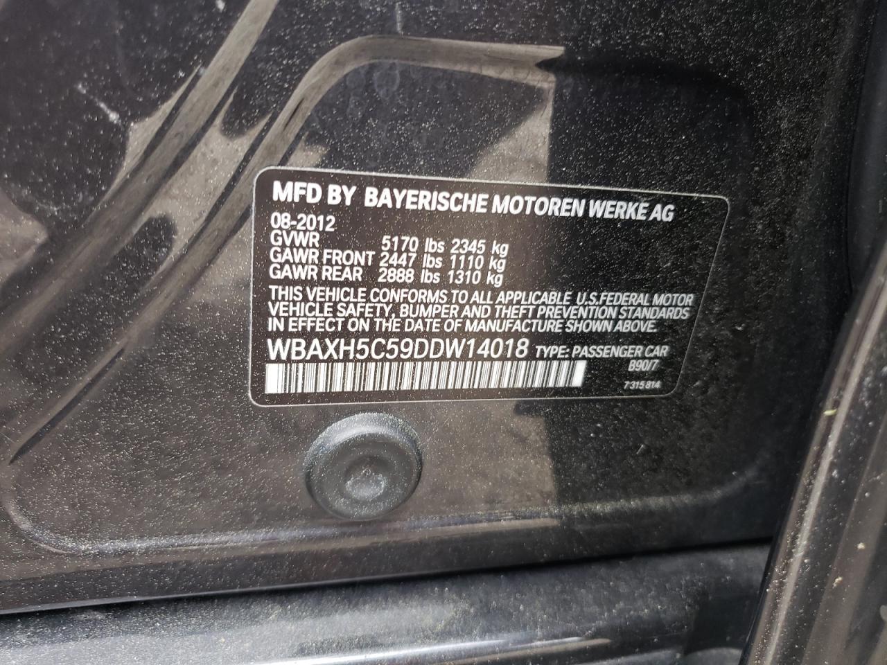 WBAXH5C59DDW14018 2013 BMW 528 Xi