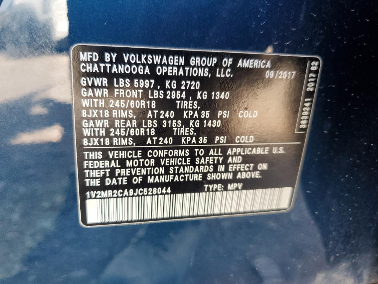 1V2MR2CA9JC528044 2018 Volkswagen Atlas Sel