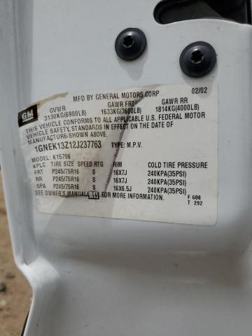 2002 Chevrolet Tahoe K1500 VIN: 1GNEK13Z12J237763 Lot: 57977874