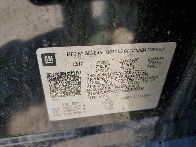 2018 Chevrolet Equinox Lt VIN: 2GNAXSEV1J6247916 Lot: 58614174