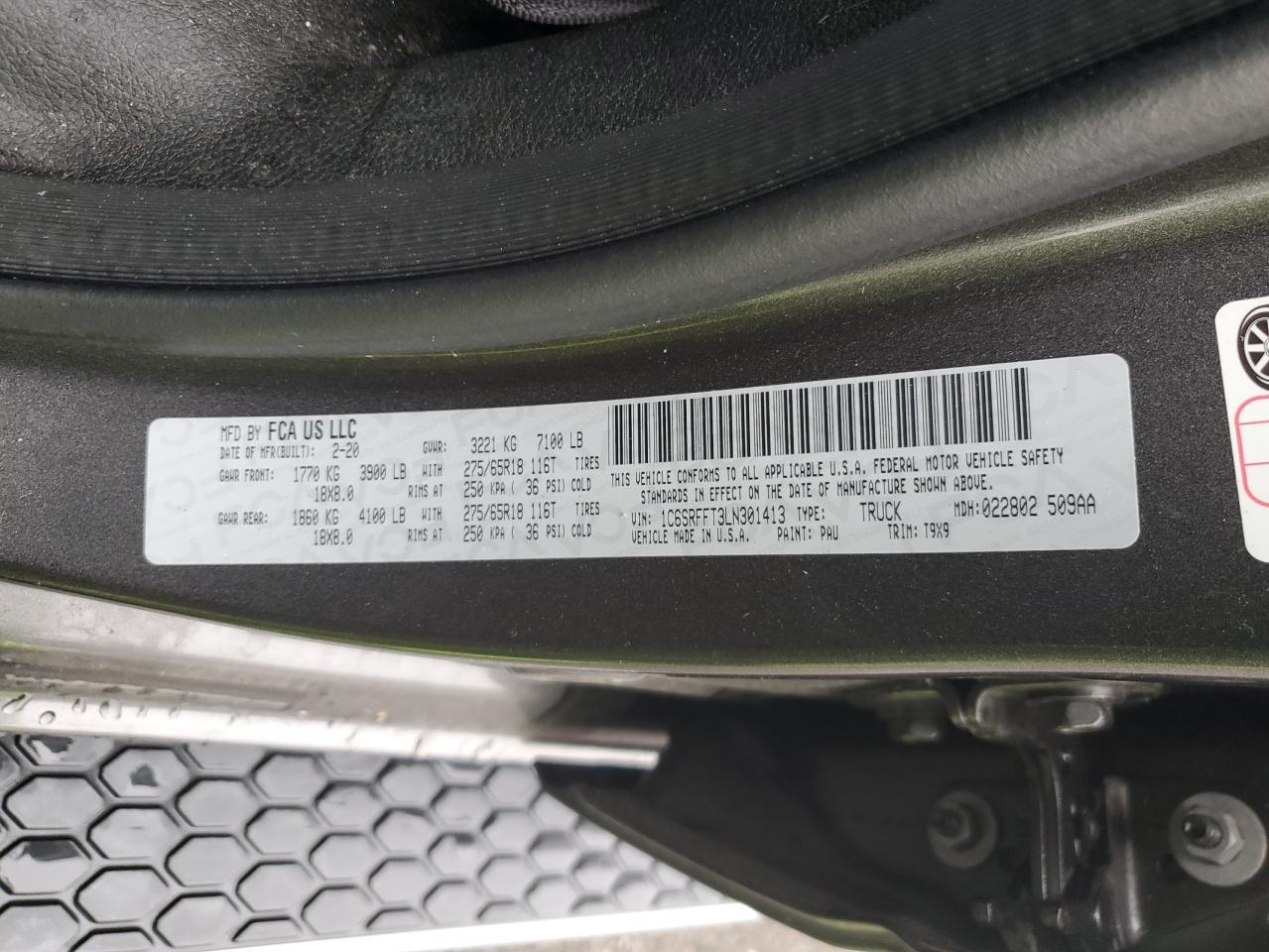 1C6SRFFT3LN301413 2020 Ram 1500 Big Horn/Lone Star