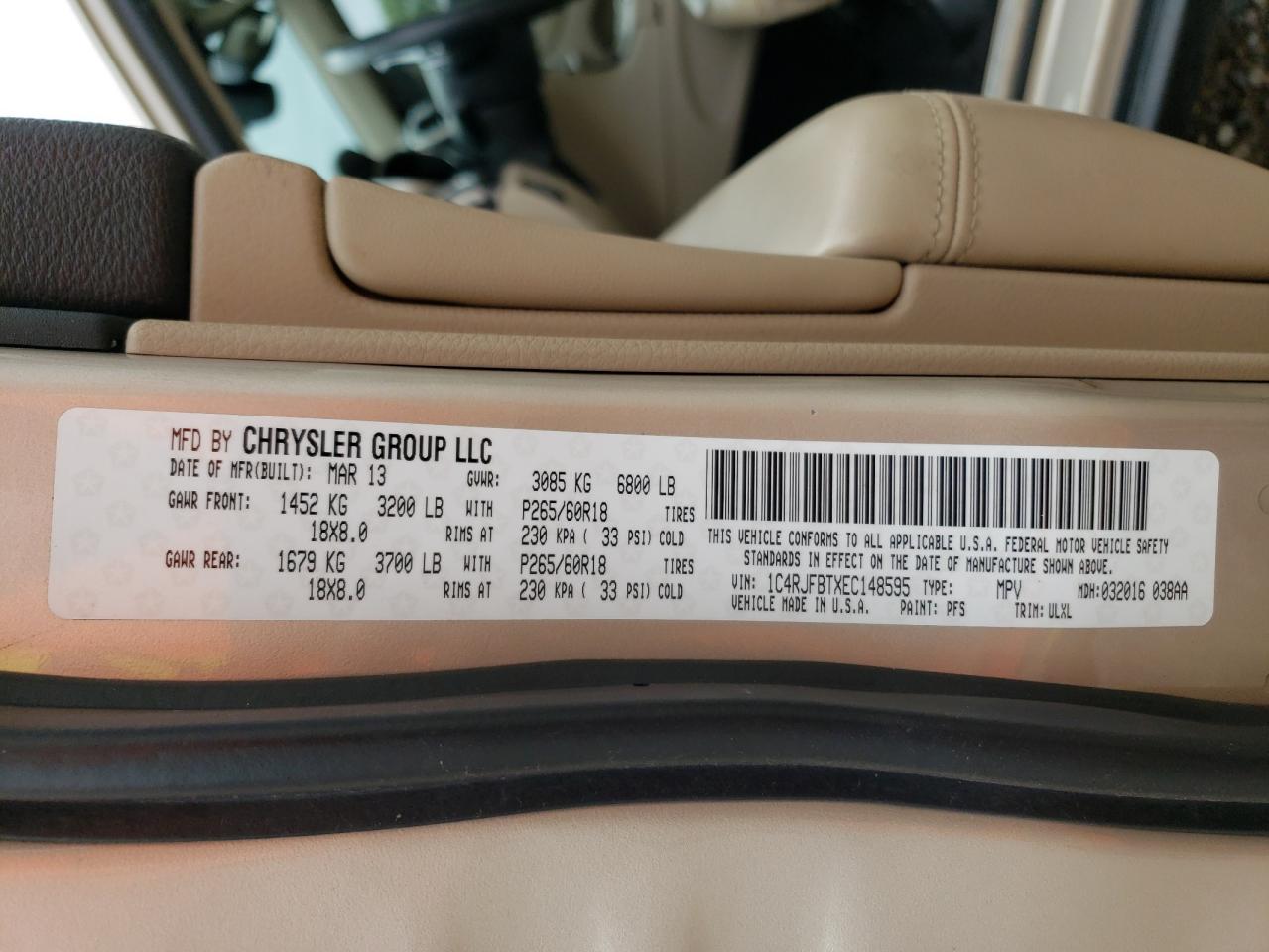 1C4RJFBTXEC148595 2014 Jeep Grand Cherokee Limited