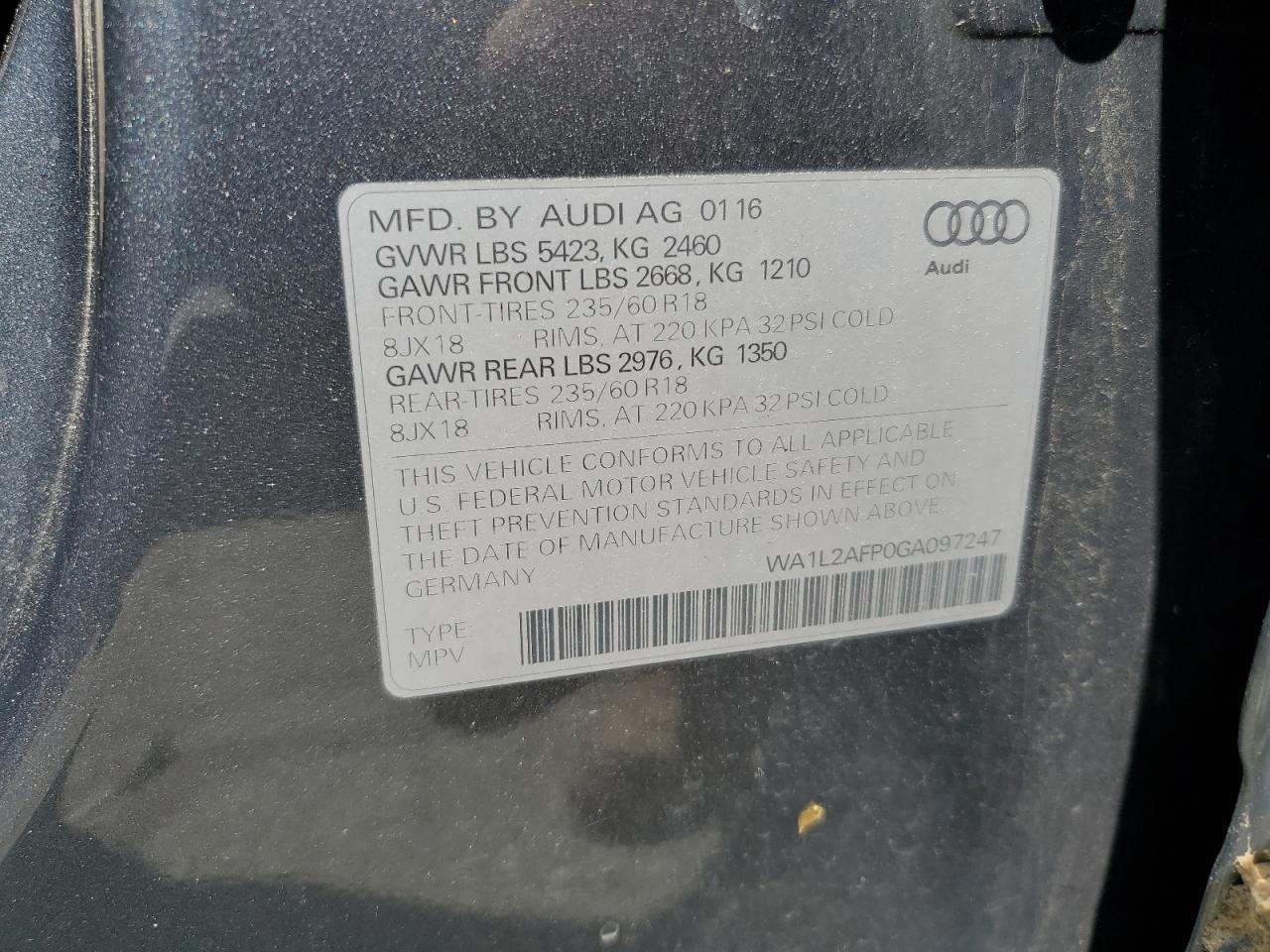 WA1L2AFP0GA097247 2016 Audi Q5 Premium Plus