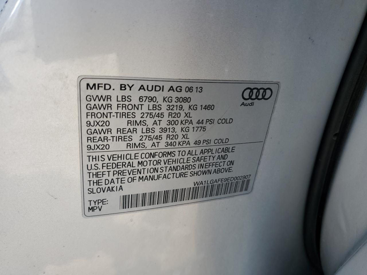 WA1LGAFE9ED002907 2014 Audi Q7 Premium Plus