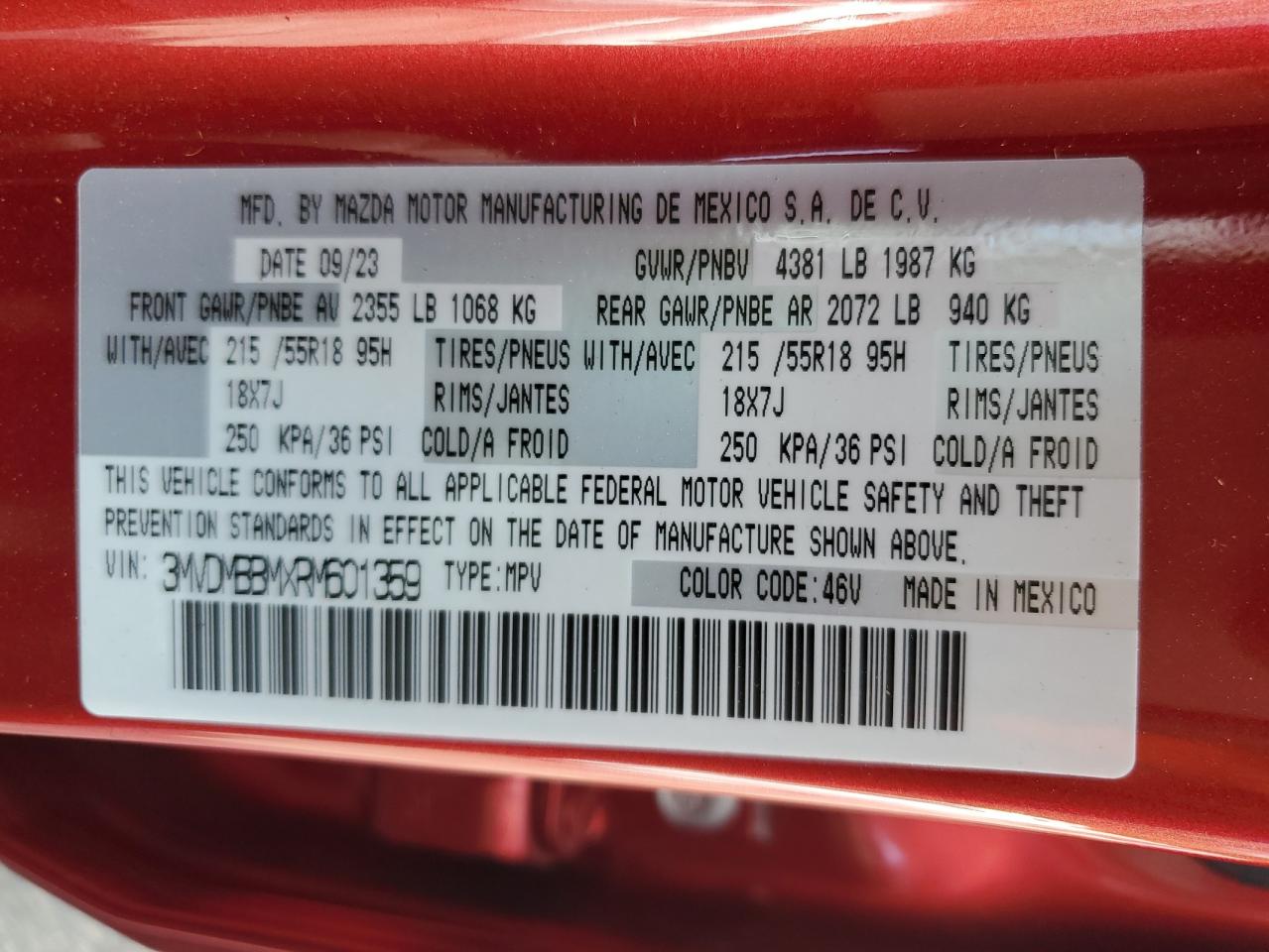 3MVDMBBMXRM601359 2024 Mazda Cx-30 Select