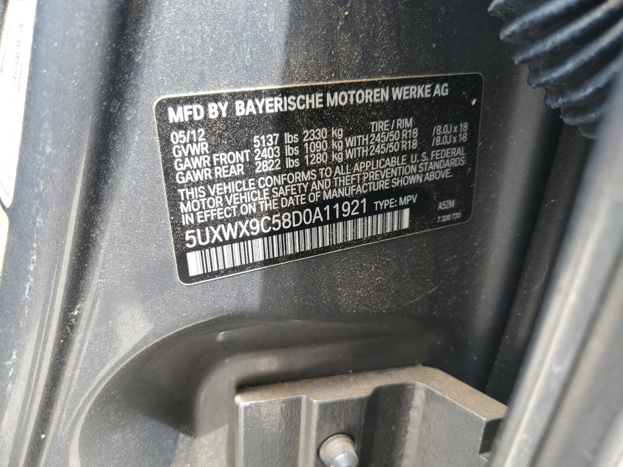 5UXWX9C58D0A11921 2013 BMW X3 xDrive28I