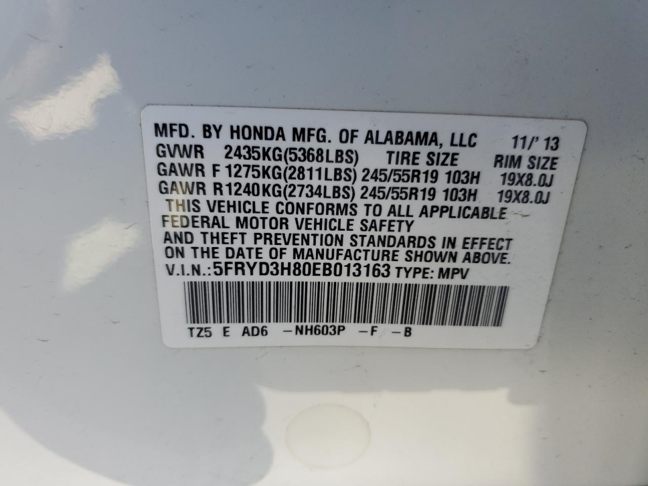 5FRYD3H80EB013163 2014 Acura Mdx Advance